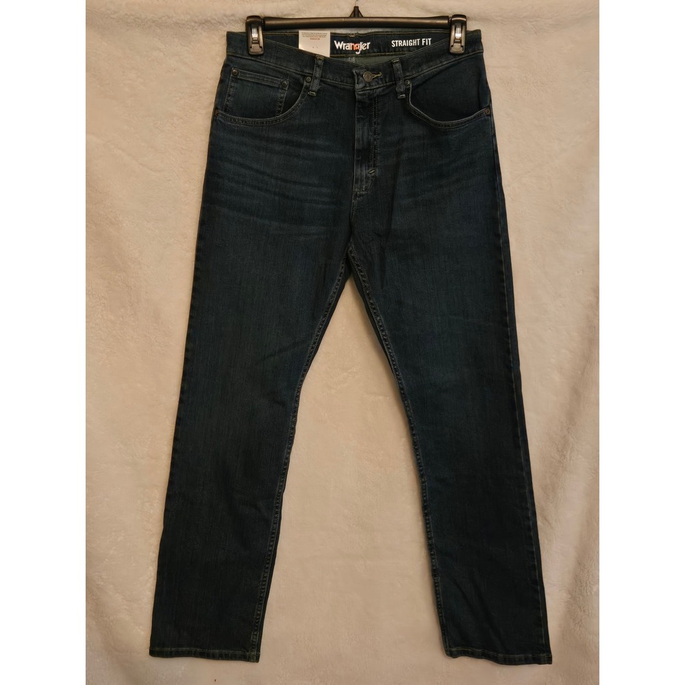Wrangler Mens 32x32 Straight Fit Jeans Dark Indigo Blue  NWT